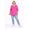 Kép 1/4 - Ujján, alján passzés V nyakú pamut felső - MAGENTA- 48-54 méret 