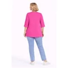 Kép 2/4 - Ujján, alján passzés V nyakú pamut felső - MAGENTA- 48-54 méret 