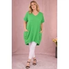 Kép 1/5 - Lézervágott, V-nyakas, hagymatunika - ALMAZÖLD - 48-56 méret