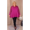 Kép 2/9 - Csipke vállas+hosszú ujjas felső - FUXIA - 48-58 méret