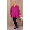 Kép 3/9 - Csipke vállas+hosszú ujjas felső - FUXIA - 48-58 méret