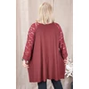 Kép 5/7 - KEREK nyakú, CSIPKE ujjas felső - BORDÓ - 50-56 méret 
