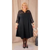 Kép 2/7 - AMÁLIA Csipke vállas+ujjas egyberuha - FEKETE - 50-56 méret