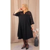Kép 4/7 - AMÁLIA Csipke vállas+ujjas egyberuha - FEKETE - 50-56 méret