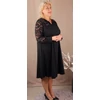 Kép 4/7 - Csipke vállas+ujjas ALKALMI RUHA - FEKETE - 50-58 méret