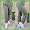 Kép 1/6 - Egyenes szárú, gumis derekú lenvászon nadrág - KHAKI