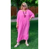 Kép 2/6 - OVER SIZE, hátán horgolt berakásos, MAXI egyberuha - PINK - 52-60 méret