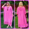 Kép 1/6 - OVER SIZE, hátán horgolt berakásos, MAXI egyberuha - PINK - 52-60 méret