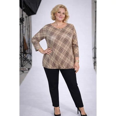 Alul gumis barna rácsos felső - 44-50 méret