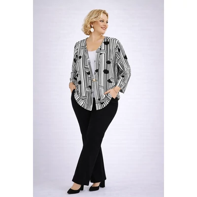 Blézer hatású, fekete nagy pöttyös alkalmi blúz