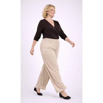 Elegáns, széles szárú nadrág - BÉZS - 46-54 méret 