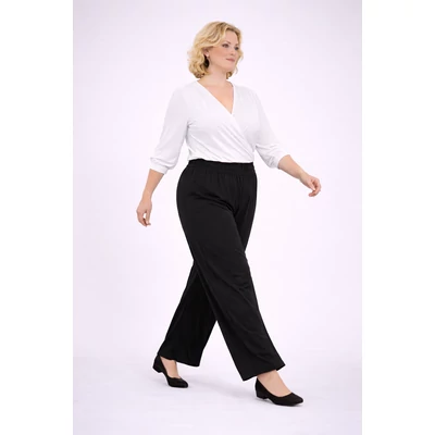 Elegáns, széles szárú nadrág - FEKETE - 46-54 méret 