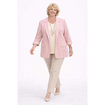 Elegáns, gyöngy díszítésű blézer - RÓZSASZÍN- 48-54 méret
