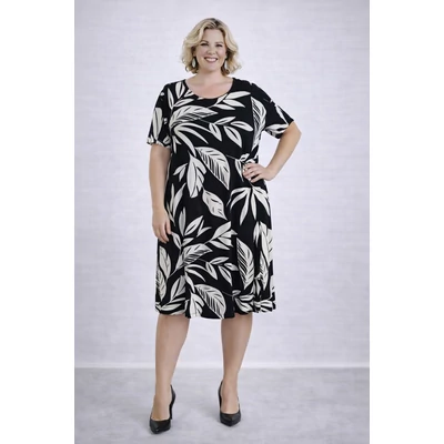 Nagy leveles ruha- FEKETE- 48-52 méret 