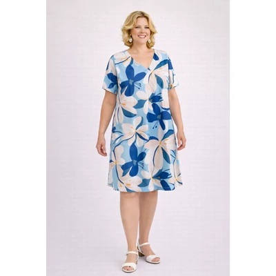 Pamutvászon nyári ruha - KÉK- 50-56 méret