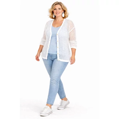 Hálós kardigán -FEHÉR-46-54 méret