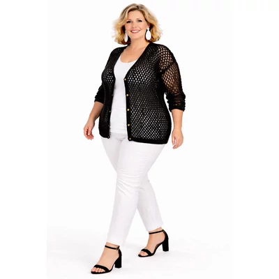 Hálós kardigán -FEKTETE-46-54 méret