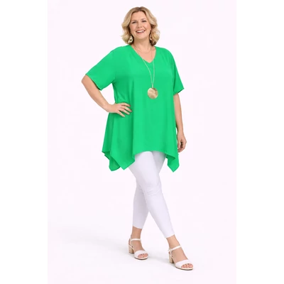 V-nyakas PRAKTIKUS blúz - ALMAZÖLD - 48-54 méret