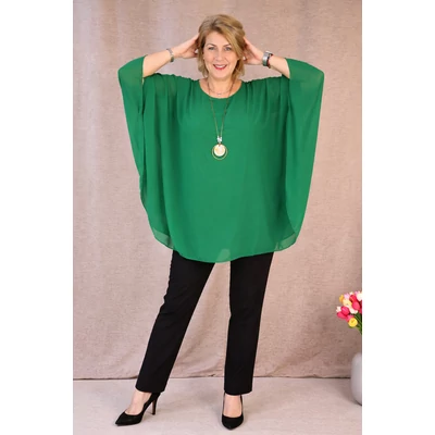 Pillangó - FŰZÖLD muszlin blúz 48-54-es méret