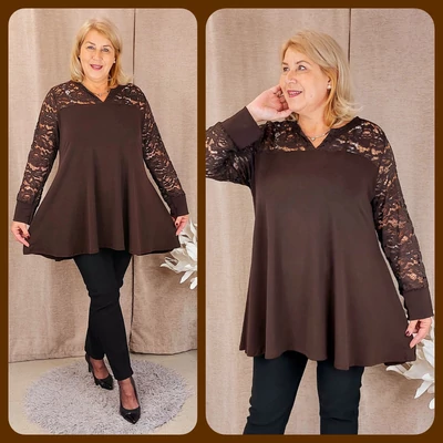 Csipke vállas+hosszú ujjas felső - CSOKI - 48-58 méret