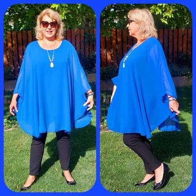 Pillangó - KIRÁLYKÉK- muszlin blúz 48-54-es méret