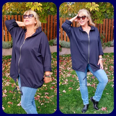 Kapucnis, zsebes szabadidő felső, SÖTÉTKÉK 48-54-es méretben