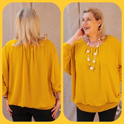 Muszlin, hosszú ujjú blúz - MÉZ - 50-56-os méret*