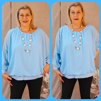 Muszlin, hosszú ujjú blúz - BABAKÉK - 50-56-os méret*