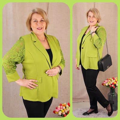 Csipke ujjas blézer, OLIVA  44-52-es méret