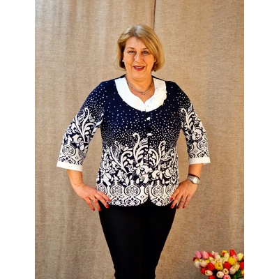 Romantikus, gombos, rávarrt rózsás blúz