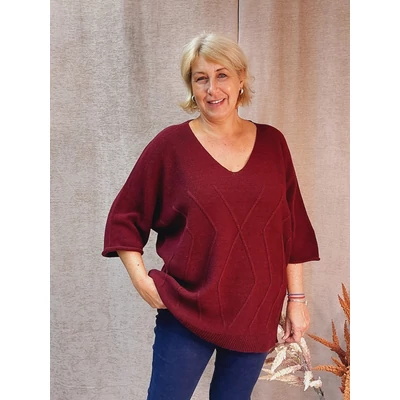 Indián nyár pulóver - BORDÓ - 50-54-es méret