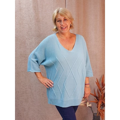 Indián nyár pulóver -bolyhos- FARMERKÉK- 50-54-es méret