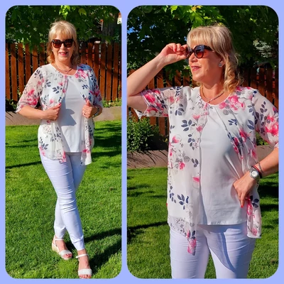 2in1, rózsa mintás muszlin blúz 