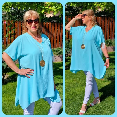 V-nyakas PRAKTIKUS blúz - MENTA - 48-54 méret