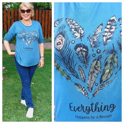 PETROLKÉK, szív mintás felső, 42-46-os méretig