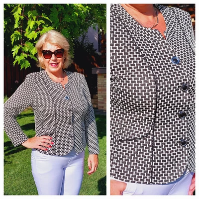 Black & White blézer, fonott mintás