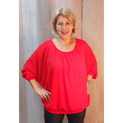 Muszlin, hosszú ujjú blúz - PIROS - 50-56-os méret*