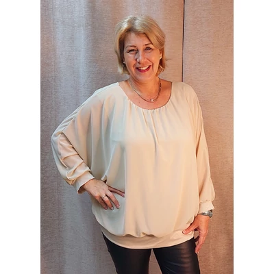 Muszlin hosszú ujjú, BÉZS blúz, 44-48-as méret