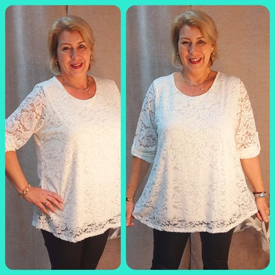 Csupa csipke blúz - FEHÉR - 46-50 méret