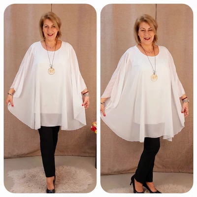 Pillangó - FEHÉR  muszlin blúz 48-54-es méret