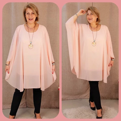 Pillangó - PÚDER  muszlin blúz 48-54-es méret