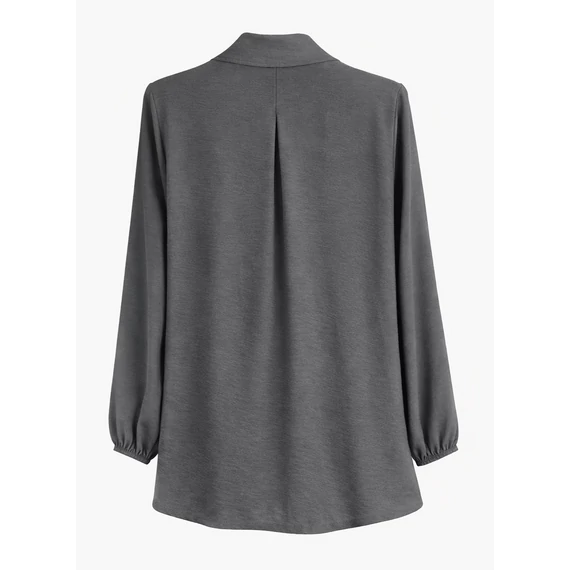 Átlapolt, gombos, gumis blúz- FEKETE-50-56 méret 