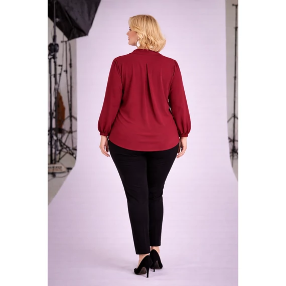 Átlapolt, gombos, gumis blúz- BORDÓ-50-56 méret 