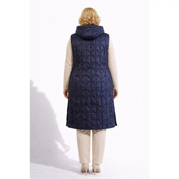 Hosszú, steppelt tavaszi mellény - INDIGÓ KÉK- színben 