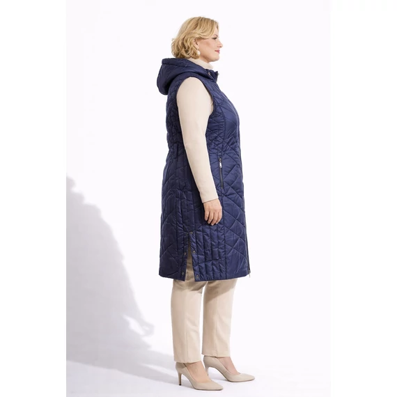 Hosszú, steppelt tavaszi mellény - INDIGÓ KÉK- színben 