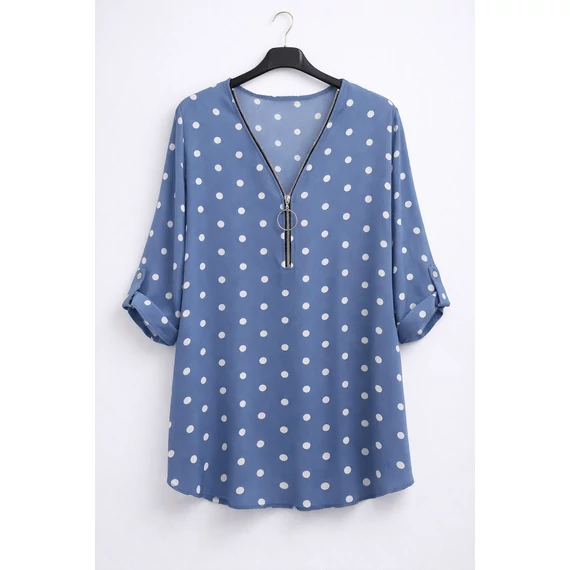 Cipzáros, pöttyös blúz -BABAKÉK-48-54 méret