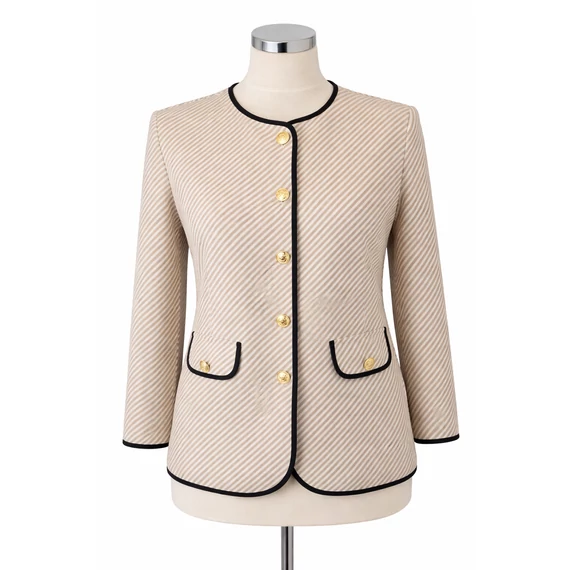 Elegáns alkalmi blézer - BÉZS-FEHÉR csíkos