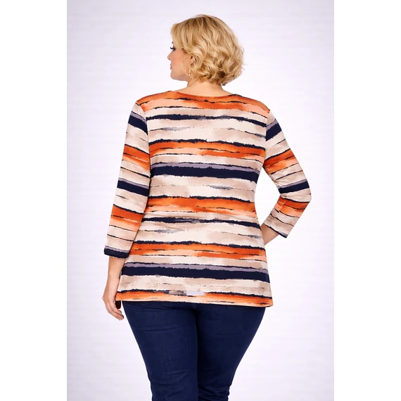 Blézer hatású, sávos mintázatú alkalmi blúz