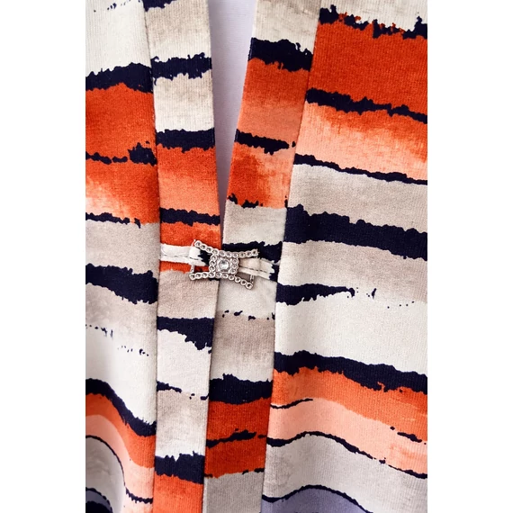 Blézer hatású, sávos mintázatú alkalmi blúz