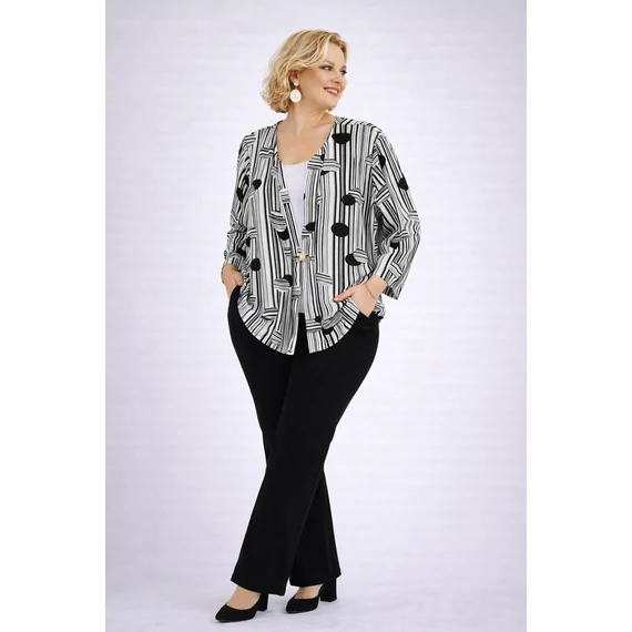 Blézer hatású, fekete nagy pöttyös alkalmi blúz